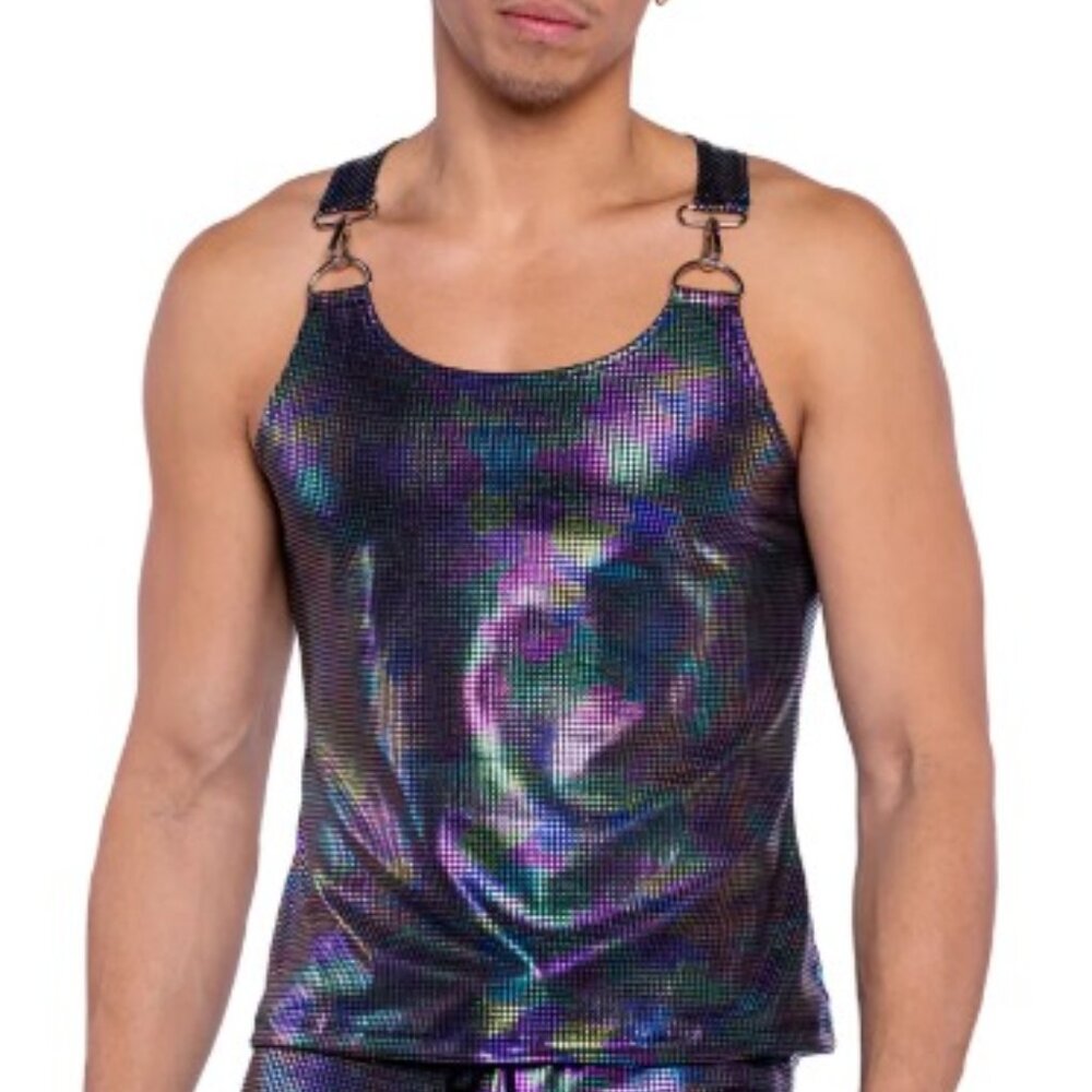 6529 - Rainbow Shimmer Camouflage Tank Top